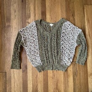 Anthropologie Pol Green Cream Sweater Slouchy‎ Fishercore Beach Women’s Sz S